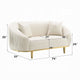 Artina Loveseat | 2 Accent Throw Pillows | Ivory Velvet and Gold 74’’ BM333149