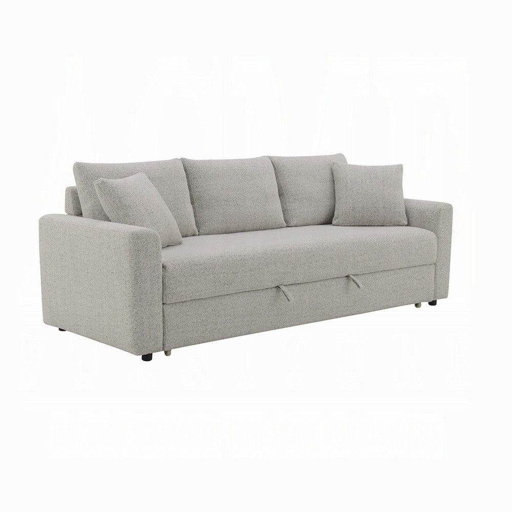 Conan Sleeper Sofa | Full Fold Out Bed | 2 Pillows | Gray Boucle | 89"
