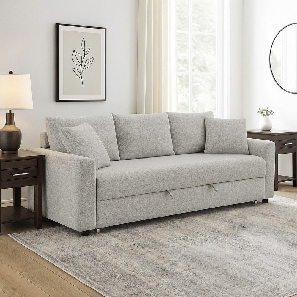 Conan Sleeper Sofa | Full Fold Out Bed | 2 Pillows | Gray Boucle | 89"