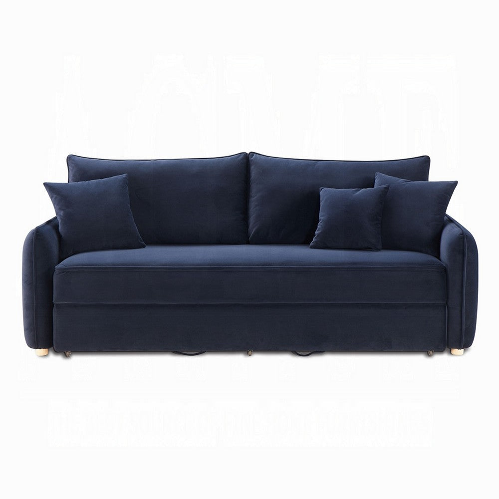 Leif Sleeper Sofa | Full Fold Out Bed | 3 Pillows | Blue Velvet 88’’ BM333151