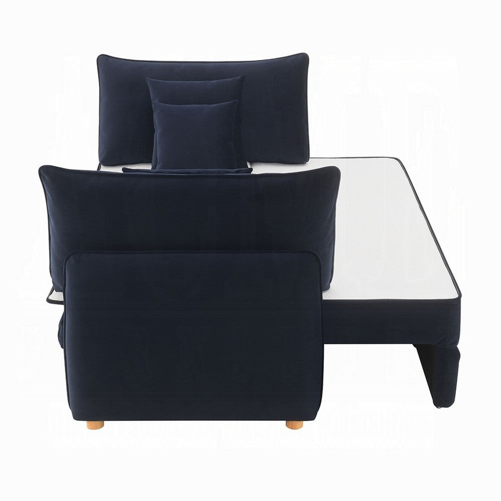 Leif Sleeper Sofa | Full Fold Out Bed | 3 Pillows | Blue Velvet 88’’ BM333151