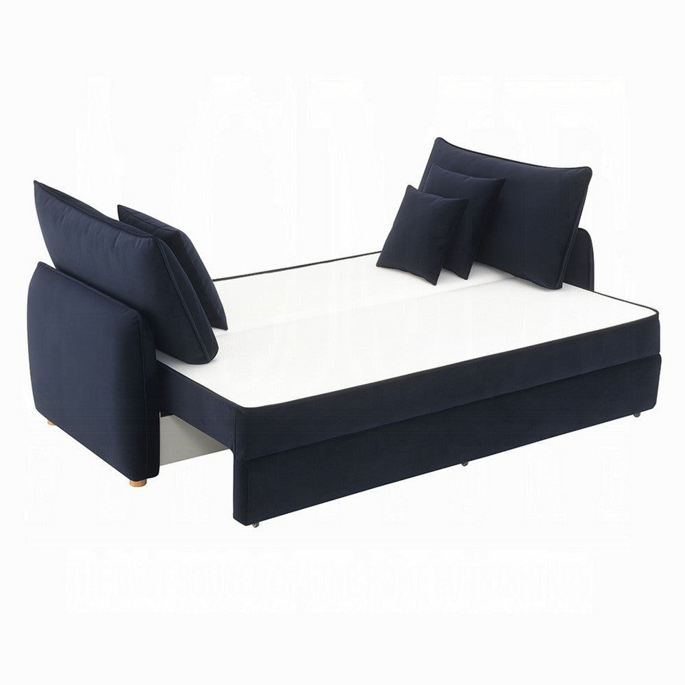Leif Sleeper Sofa | Full Fold Out Bed | 3 Pillows | Blue Velvet 88’’ BM333151