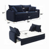 Leif Sleeper Sofa | Full Fold Out Bed | 3 Pillows | Blue Velvet 88’’ BM333151
