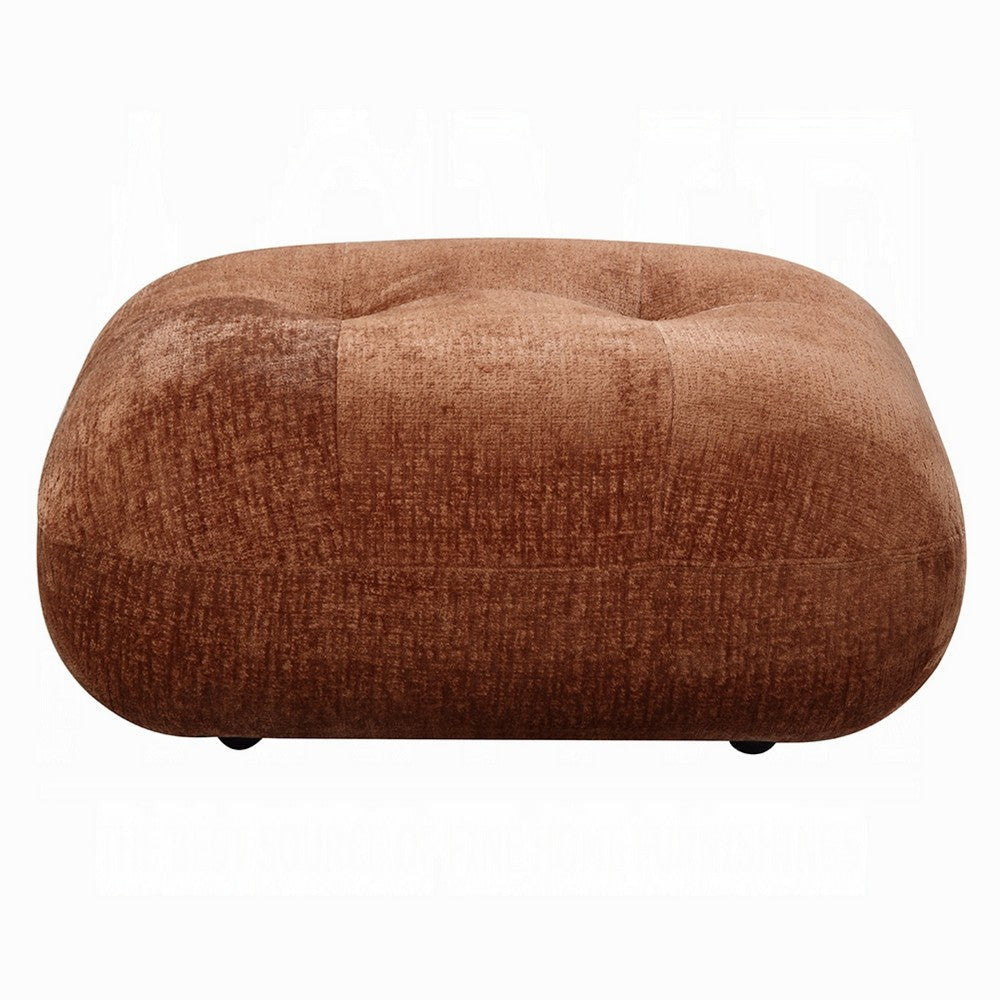 Erico Ottoman | Tufted Rust Brown Chenille | Foam Cushion Top | 35’’ BM333152