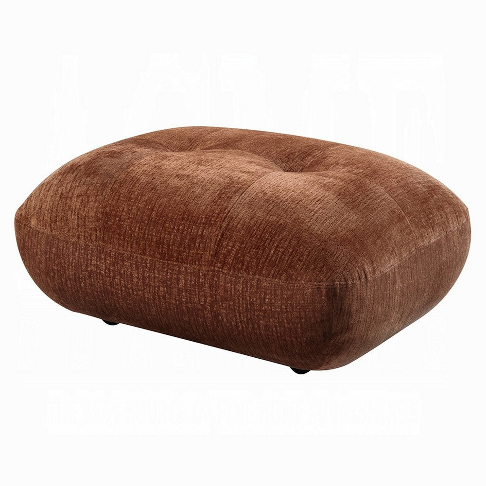 Erico Ottoman | Tufted Rust Brown Chenille | Foam Cushion Top | 35’’ BM333152