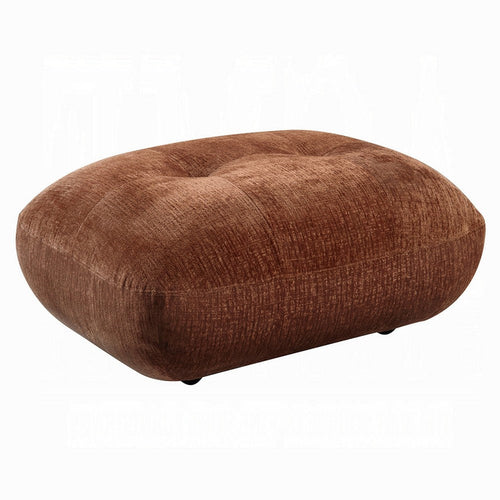 Erico Ottoman | Tufted Rust Brown Chenille | Foam Cushion Top | 35"