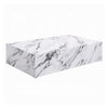 Ritzy Coffee Table | Modern Plinth | White Gray Faux Stone | 48"