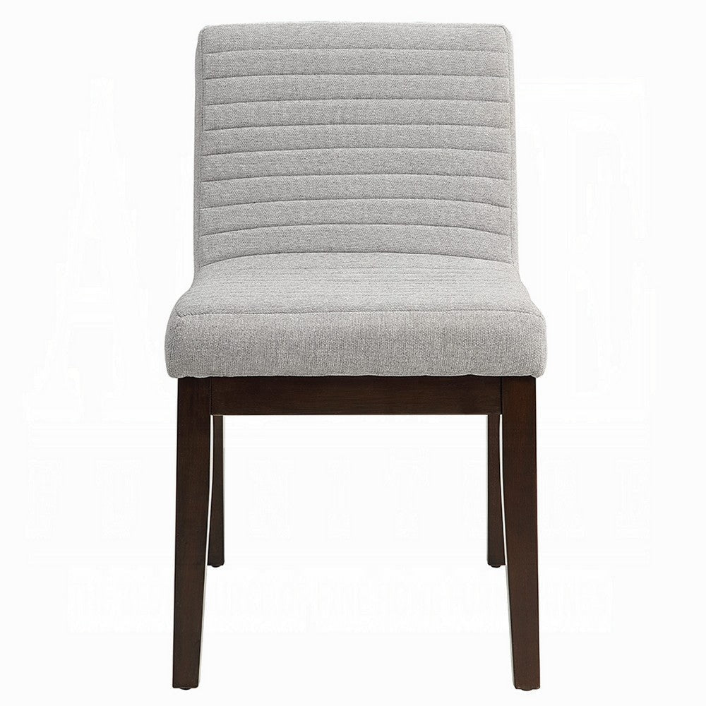 Eyna Side Dining Chair Set of 2 | Soft Gray Linen | Dark Brown Wood BM333154
