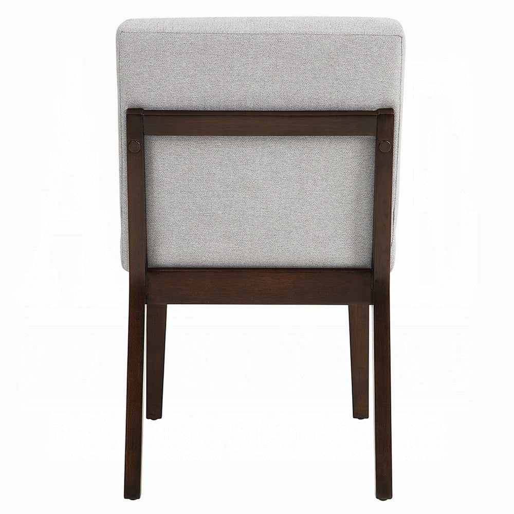 Eyna Side Dining Chair Set of 2 | Soft Gray Linen | Dark Brown Wood BM333154