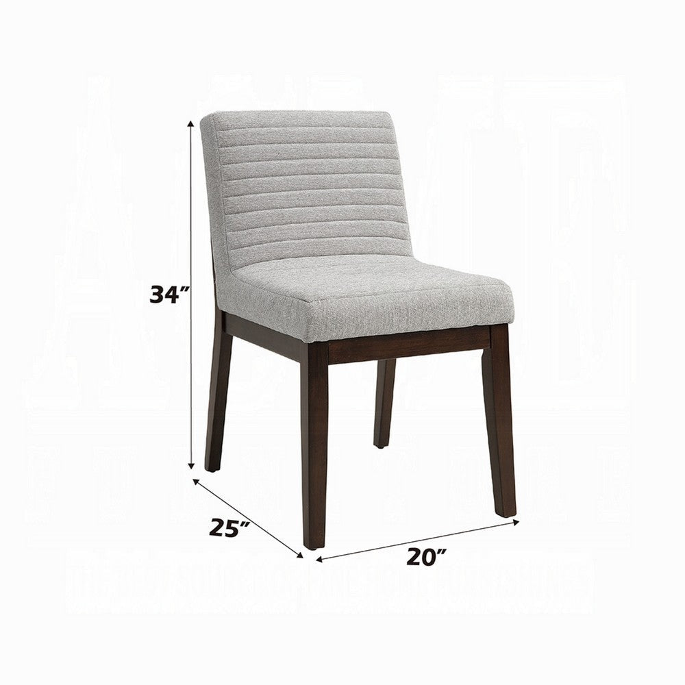 Eyna Side Dining Chair Set of 2 | Soft Gray Linen | Dark Brown Wood BM333154
