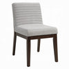 Eyna Side Dining Chair Set of 2 | Soft Gray Linen | Dark Brown Wood
