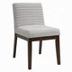 Eyna Side Dining Chair Set of 2 | Soft Gray Linen | Dark Brown Wood