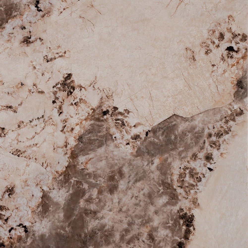 Itah Accent End Table | Square | White and Brown Faux Stone | 16’’ BM333155