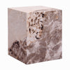 Itah Accent End Table | Square | White and Brown Faux Stone | 16"