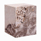 Itah Accent End Table | Square | White and Brown Faux Stone | 16"
