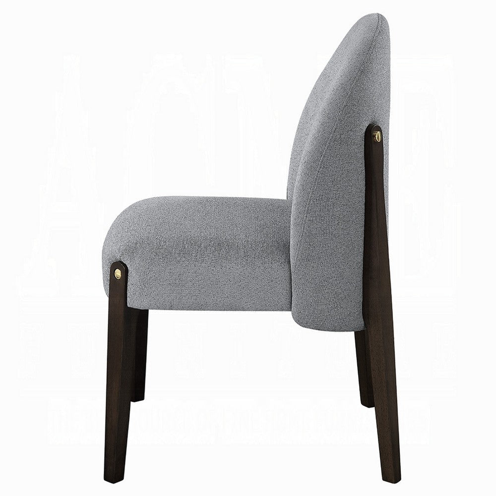 Jeh Side Dining Chair Set of 2 | Gray Chenille | Espresso Brown Wood BM333156