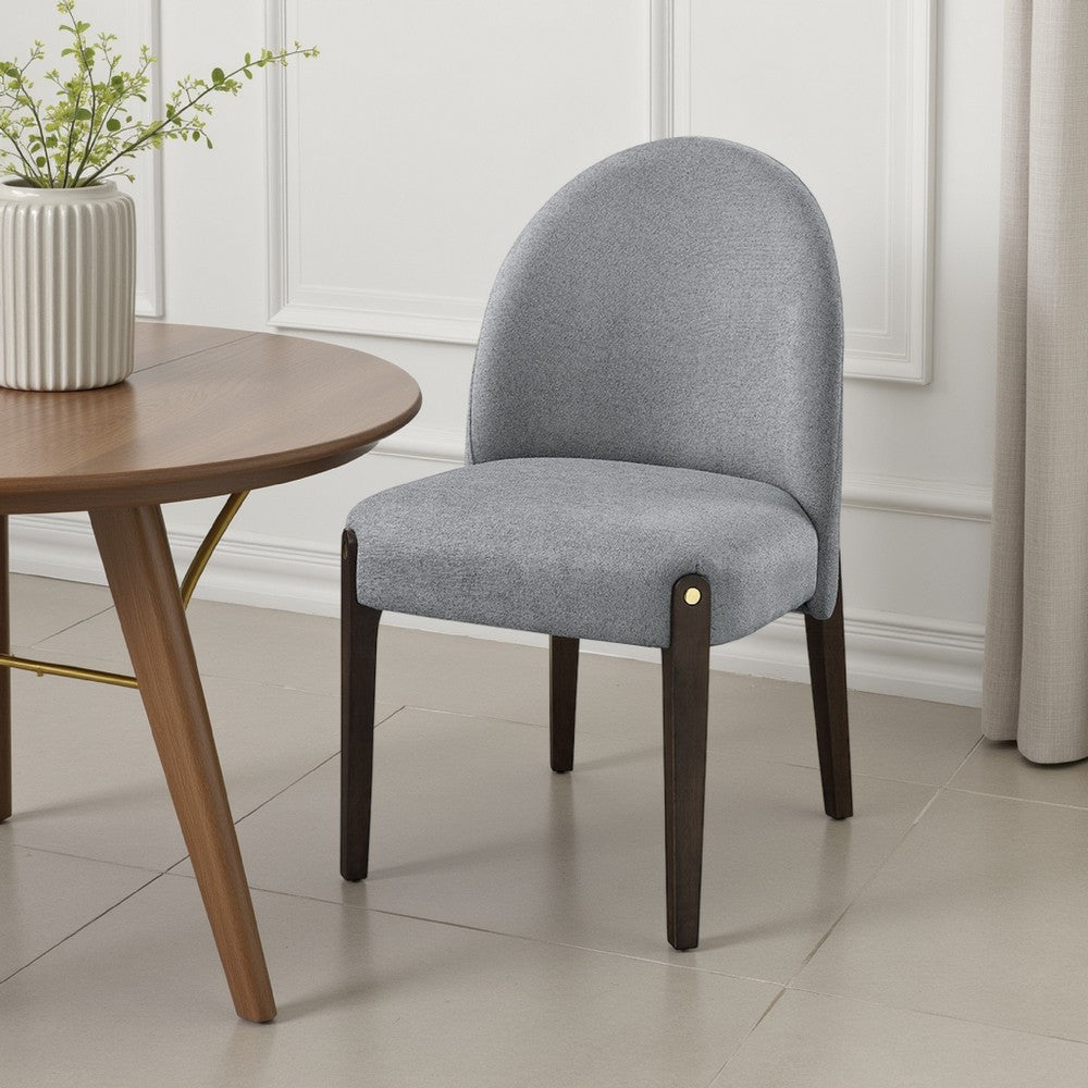 Jeh Side Dining Chair Set of 2 | Gray Chenille | Espresso Brown Wood