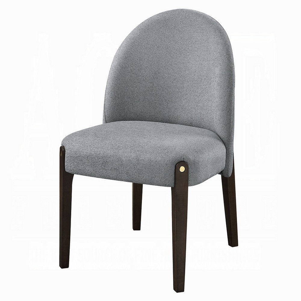 Jeh Side Dining Chair Set of 2 | Gray Chenille | Espresso Brown Wood