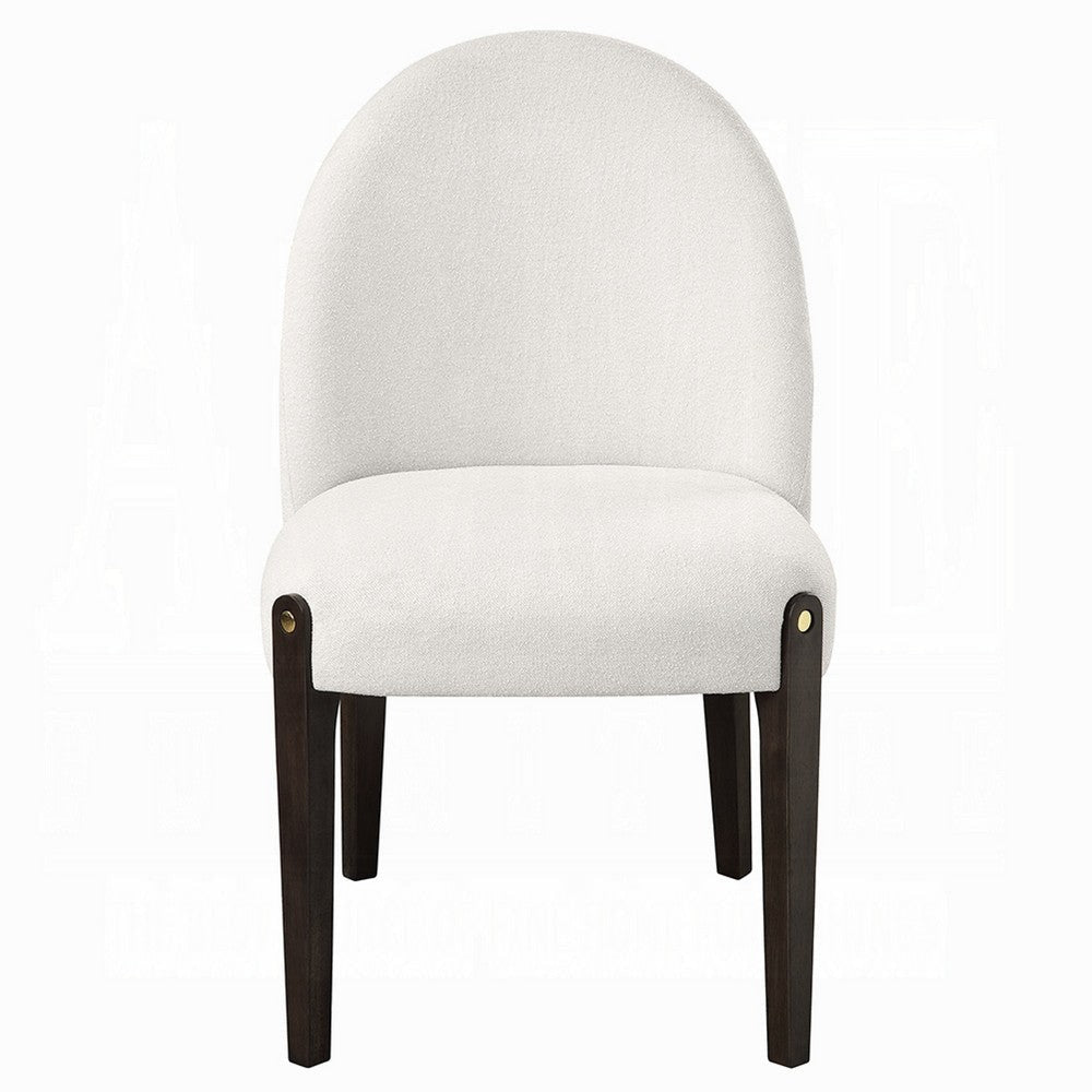 Jeh Side Dining Chair Set of 2 | Beige Chenille | Espresso Brown Wood BM333157