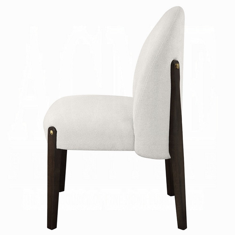 Jeh Side Dining Chair Set of 2 | Beige Chenille | Espresso Brown Wood BM333157