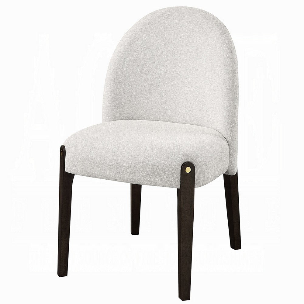Jeh Side Dining Chair Set of 2 | Beige Chenille | Espresso Brown Wood