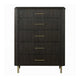 Jeh Tall Dresser Chest | 5 Drawers | Espresso Brown Wood | Gold Metal BM333159