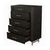 Jeh Tall Dresser Chest | 5 Drawers | Espresso Brown Wood | Gold Metal BM333159