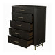Jeh Tall Dresser Chest | 5 Drawers | Espresso Brown Wood | Gold Metal BM333159