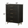 Jeh Tall Dresser Chest | 5 Drawers | Espresso Brown Wood | Gold Metal BM333159