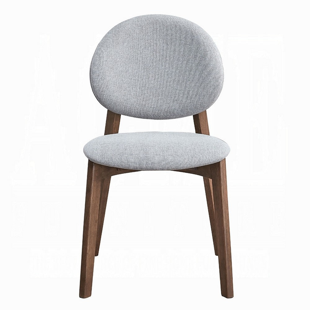 Hamza Side Dining Chair Set of 2 | Light Gray Linen Walnut Brown Wood BM333160