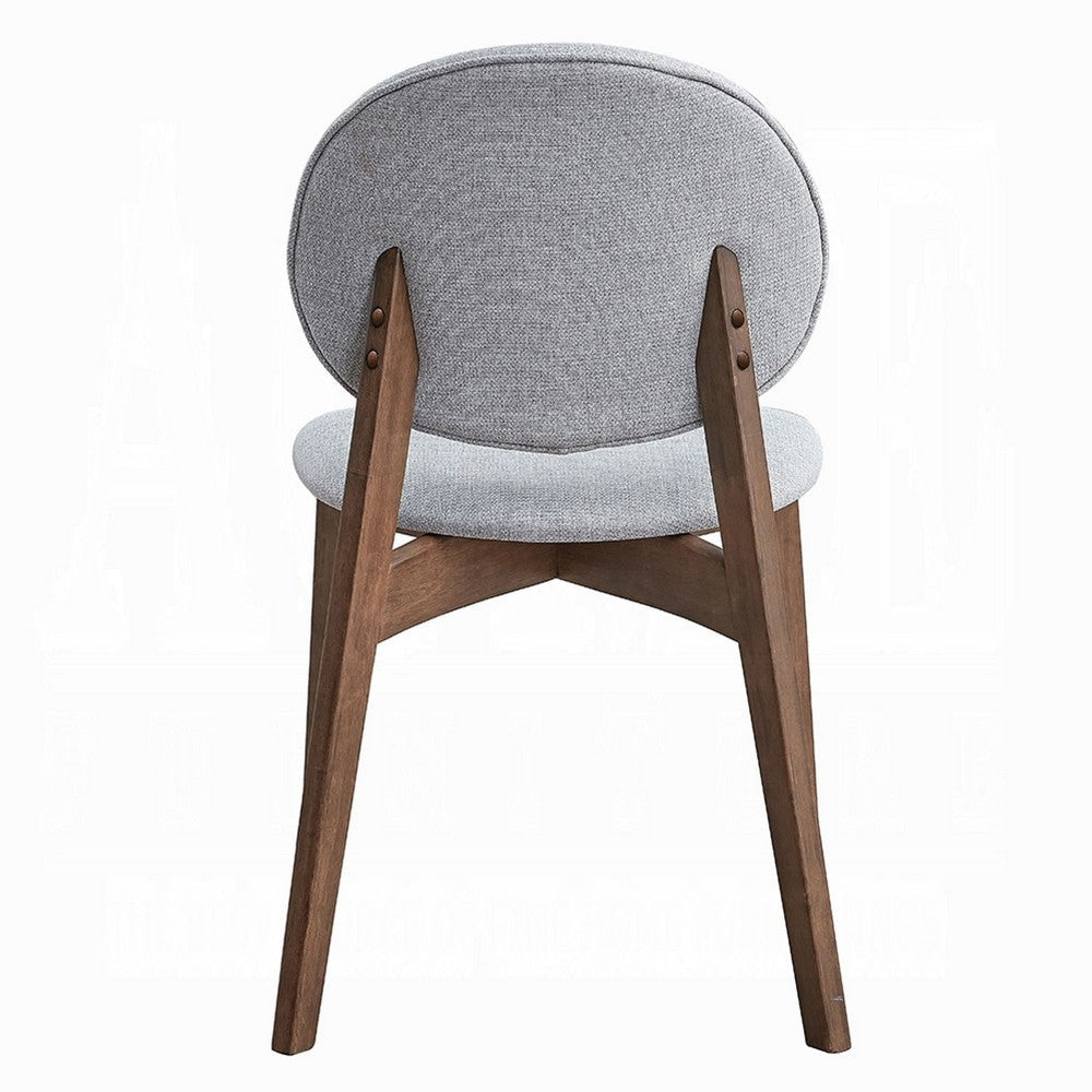 Hamza Side Dining Chair Set of 2 | Light Gray Linen Walnut Brown Wood BM333160