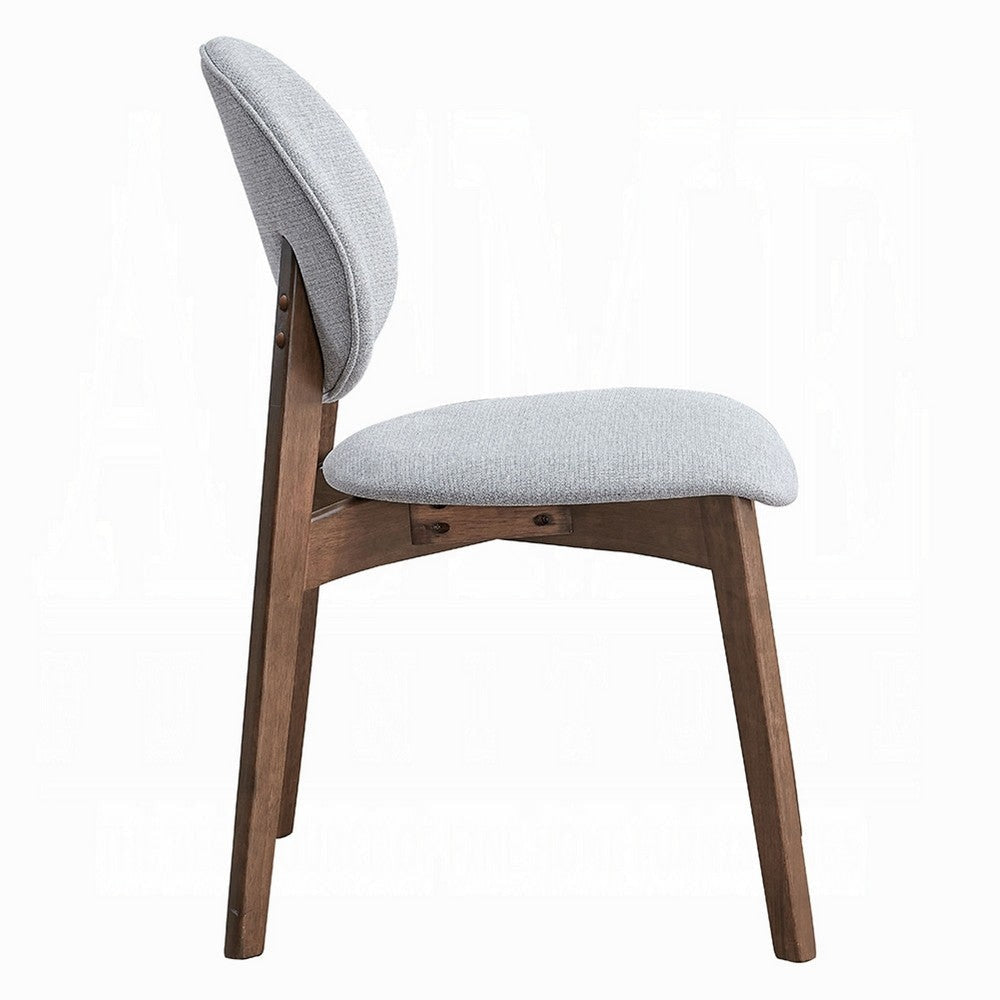Hamza Side Dining Chair Set of 2 | Light Gray Linen Walnut Brown Wood BM333160