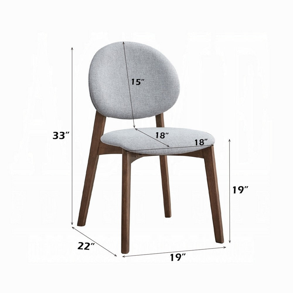 Hamza Side Dining Chair Set of 2 | Light Gray Linen Walnut Brown Wood BM333160