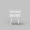 Ian Small Nightstand w 2 Drawers | Modern White Solid Mahogany Wood
