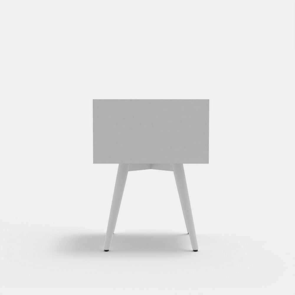 Ian Small Nightstand w 2 Drawers | Modern White Solid Mahogany Wood