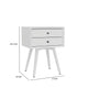 Ian Small Nightstand w 2 Drawers | Modern White Solid Mahogany Wood