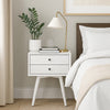Ian Small Nightstand w 2 Drawers | Modern White Solid Mahogany Wood