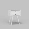 Ian Small Nightstand w 2 Drawers | Modern White Solid Mahogany Wood