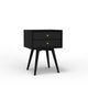 Ian Small Nightstand w 2 Drawers | Modern Black Solid Mahogany Wood