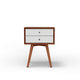 Ian Small Nightstand | 2 Drawers | Brown and White Solid Mahogany Wood