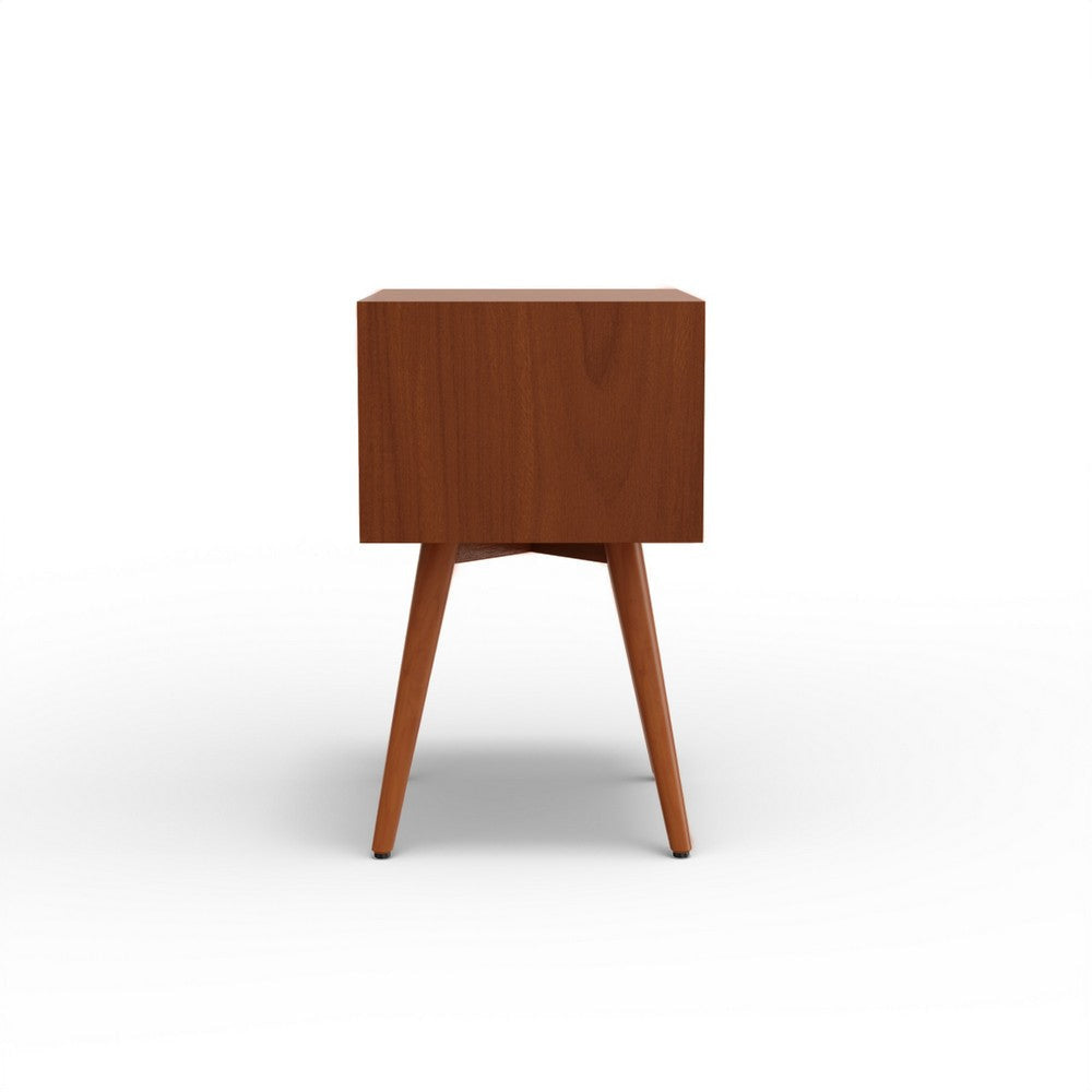 Ian Small Nightstand | 2 Drawers | Brown and White Solid Mahogany Wood