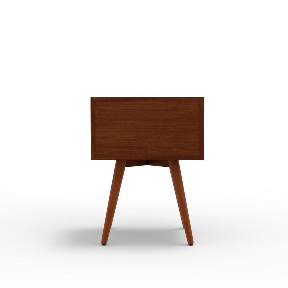 Ian Small Nightstand | 2 Drawers | Brown and White Solid Mahogany Wood