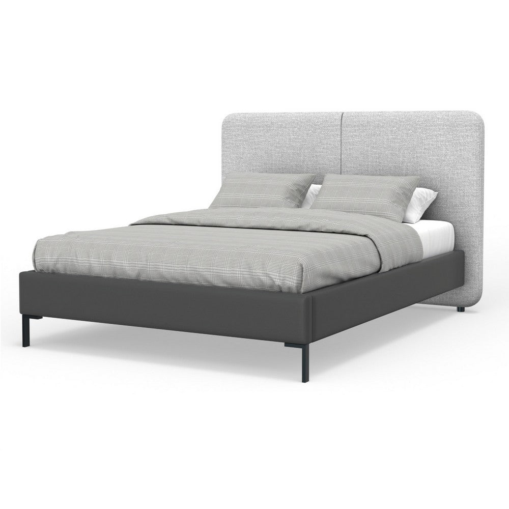 Delen California King Bed | Gray Upholstered Split Headboard | Black