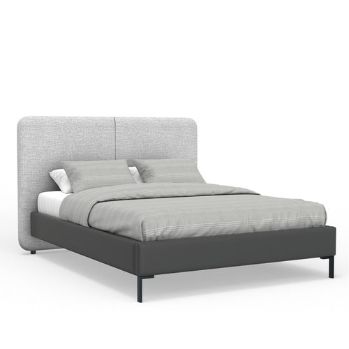 Delen California King Bed | Gray Upholstered Split Headboard | Black