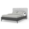 Delen King Size Bed | Gray Upholstered Split Headboard | Black Metal