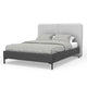 Delen King Size Bed | Gray Upholstered Split Headboard | Black Metal