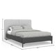 Delen King Size Bed | Gray Upholstered Split Headboard | Black Metal