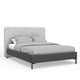 Delen King Size Bed | Gray Upholstered Split Headboard | Black Metal