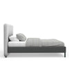 Delen Full Size Bed | Gray Upholstered Split Headboard | Black Metal