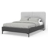 Delen Full Size Bed | Gray Upholstered Split Headboard | Black Metal